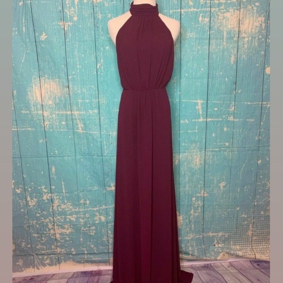 Show Me Your MuMu Burgundy Halter Maxi Dress - Picture 2 of 4